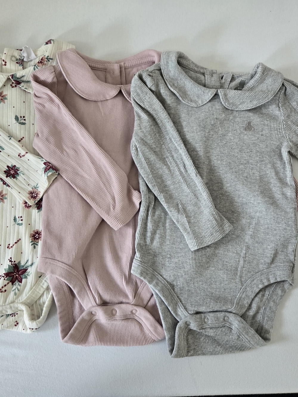 GAP and Petit Lem Peter Pan Collar Ribbed Long-Sleeve One-Piece Set